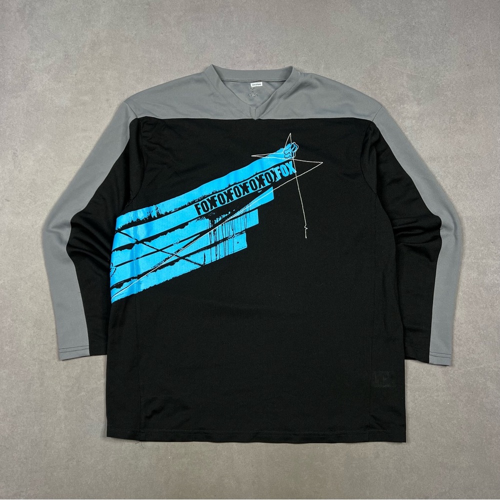 Fox Racing Jersey Black and Gray Long Sleeve Tee with Dynamic Graphic